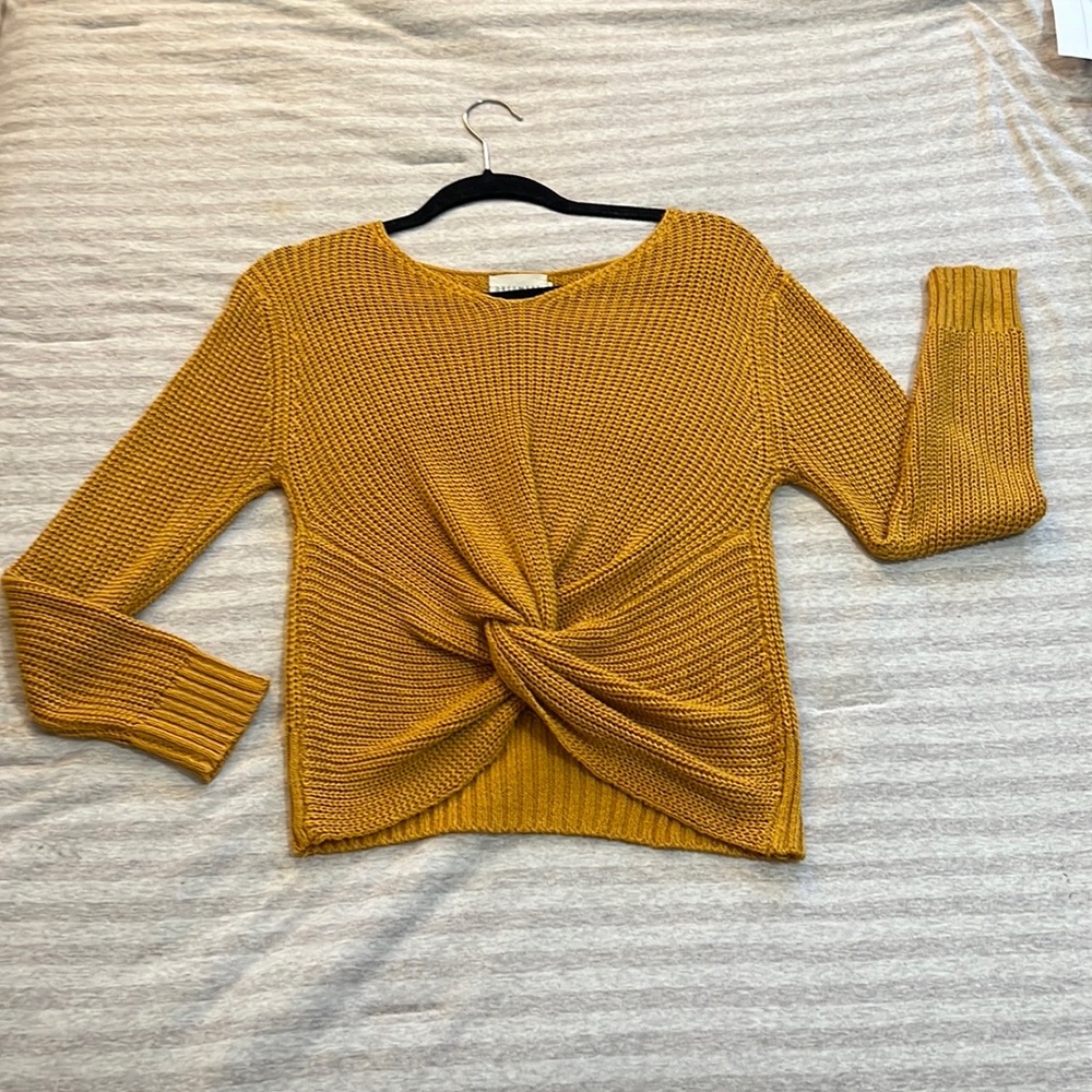 Dreamers gold/yellow twist front knit sweater